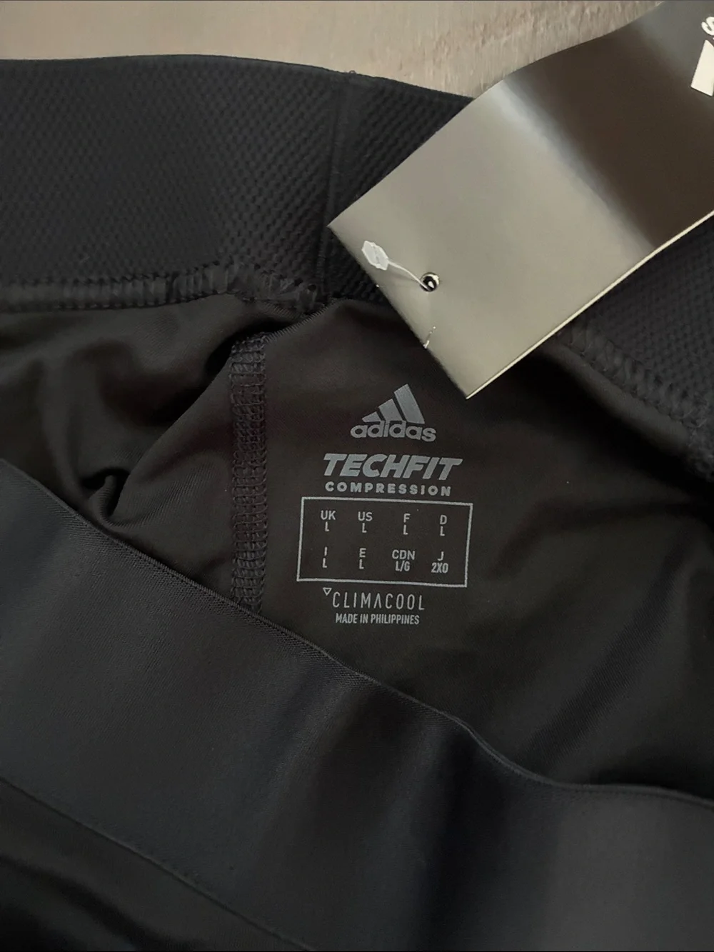 adidas Men’s large Black Athletic Leggings with Reflective Logo